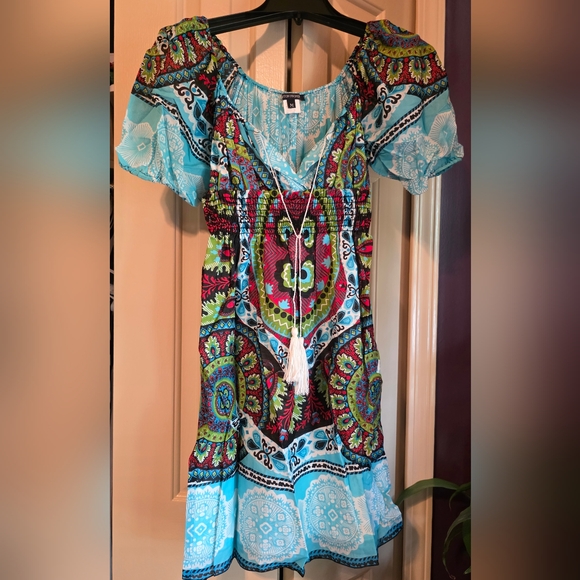 Boston Proper Blue and White Patterned Dress. NWOT - Picture 1 of 2